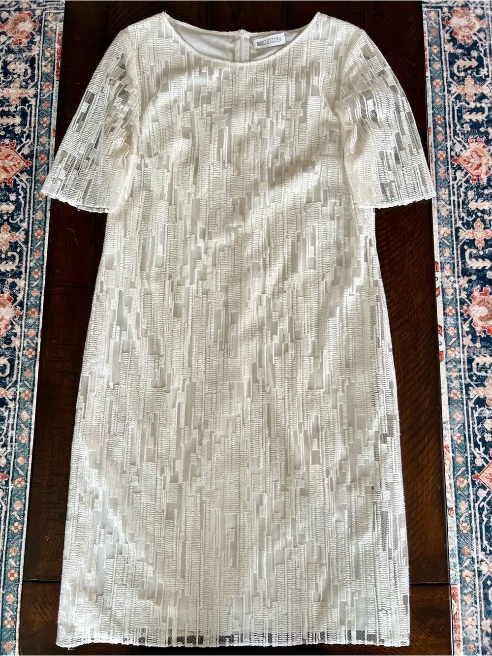 St. Emile Ivory Textured Sheath Dress Size 10 German Designer Cocktail